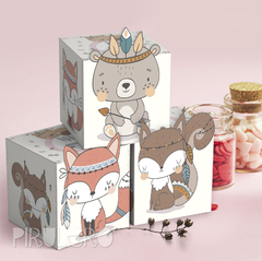 Kit imprimible animalitos del bosque tribal rosa