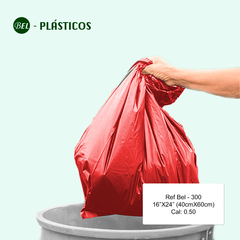 BOLSA ROJA -  16"x24" cal 0.50 ( 40cm x 60cm)  PAQ X 100 UND Ref Bel-300