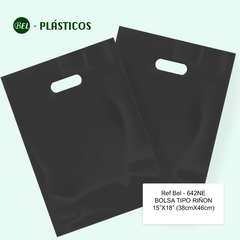TIPO RIÑON NEGRO BIODEGRADABLE - 15"x18" (38X46CM) Cal 2.0 - 100 UND Ref Bel 642NE