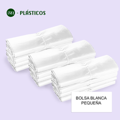 BOLSA BLANCA BIODEGRADABLE PEQUEÑA PARA BASURA - PAQ 100 UND