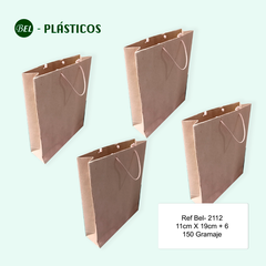 BOLSA DE PAPEL KRAFT CON CARGADERA PEQUEÑA 11cmX19cm + 6 Ref-Bel 2112