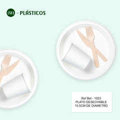 PLATO DESECHABLE DE 15.5 CM DE DIAMETRO PAQ x 20 UND Ref-Bel 1023