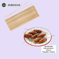 Palo de bambu 25 cm por Paq de 100 und Ref Bel-995