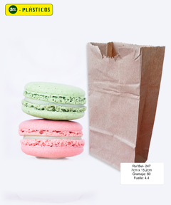 BOLSA PAPEL KRAFT  1/2 LB - 7cm x 15.2cm GRAMAJE 60 - FUELLE 4.4 -  PAQ 100 UND Ref-Bel 247