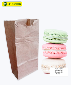 BOLSA PAPEL KRAFT 1 LB - 7cm x 17cm GRAMAJE 60 - FUELLE 5 - PAQ DE 100 UND Ref-Bel 248