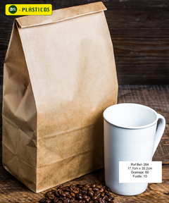 BOLSA PAPEL KRAFT 12 LB - 17.7cm x 35.2cm GRAMAJE 60 - FUELLE 10 - PAQ 100 UND Ref-Bel 264
