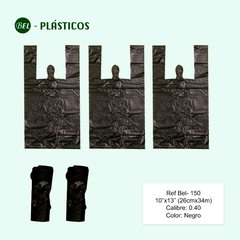 T-15 TIPO CAMISA - BOLSA MANIGUETA NEGRA BIODEGRADABLE - 100 UND Ref Bel-150 - comprar online