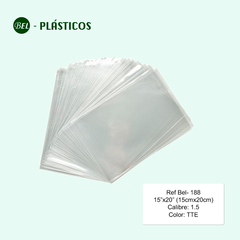 BOLSA DE POLIPROPILENO 6"x8"cal 1.5 ( 15cmx20cm )  TTE - 100 UND Ref Bel-188