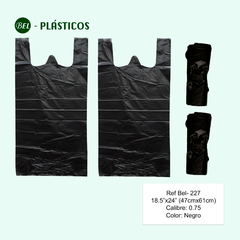 T-40 TIPO CAMISA - BOLSA MANIGUETA NEGRA BIODEGRADABLE - 100 UND Ref Bel-227