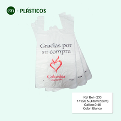 T-30 TIPO CAMISA - BOLSA MANIGUETA IMPRESA BLANCA - 100 UND Ref Bel-230