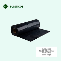 Ref Bel-337A: Tubular Precorte 15x22 (38cmx55cm) NEGRO Por KILO Und