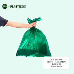 BOLSA VERDE DE POLIETILENO - 100 UND 18"x18" cal 0.5 ( 45cm x 45cm) Ref Bel-443 - comprar online