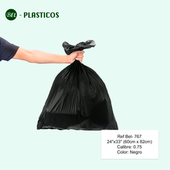 BOLSA ECONÓMICA NEGRA PARA BASURA - 100 UND 24"x33"cal 0.75 ( 60cm x 82cm ) Ref Bel-767 - comprar online