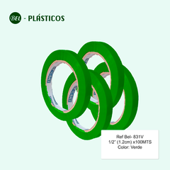 CINTA ADHESIVA VERDE 1/2" (1,2CM) x100MTS Ref-Bel 831V) - comprar online