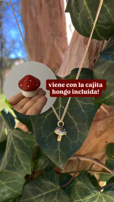 Collar Hongo del Bosque Bronce - Cadena de 50 cm - Bronce Packaging cajita hongo - comprar online