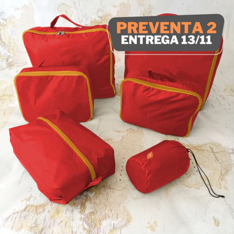 Organizador para valijas 6 piezas - Rojo y Amarillo Oro