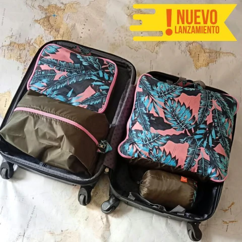 Set para organizar las valijas Hojas Menta con Verde