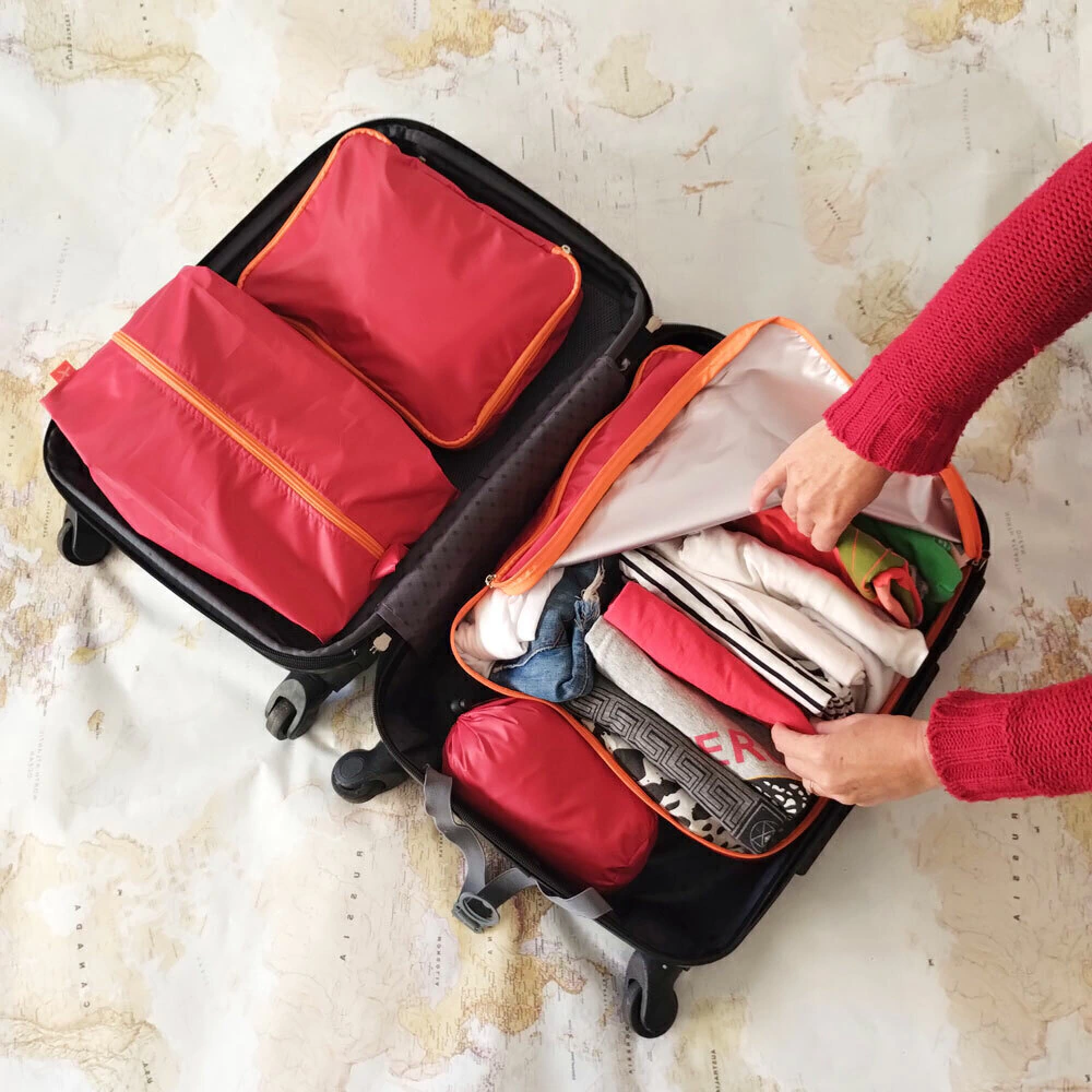 Organizador para carry on 4 piezas - Rojo y Naranja