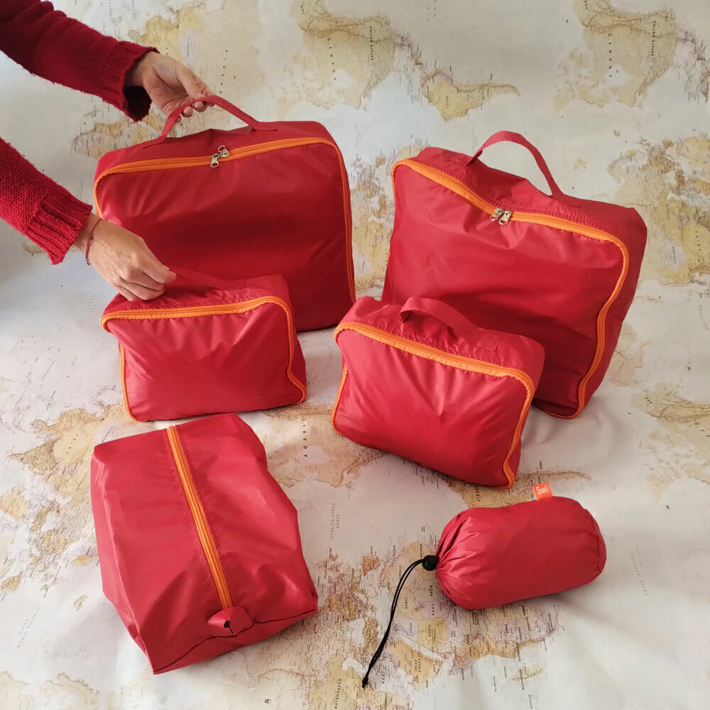 Organizador para valijas 6 piezas - Rojo y Naranja