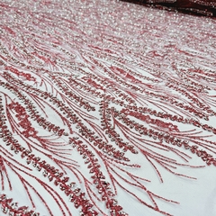 Tecido Tule Boreal com Glitter e Pedrarias Marsala - comprar online