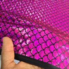 Tecido Malha Holográfica Sereia/Escamas Pink - comprar online