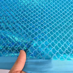 Tecido Malha Holográfica Sereia/Escamas Azul Turquesa - comprar online