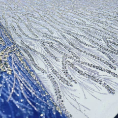 Tecido Tule Boreal com Glitter e Pedrarias Azul Royal - loja online