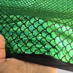 Tecido Malha Holográfica Sereia/Escamas Verde - comprar online
