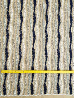 Tecido Tule Premium Bordado Bicolor com Pedrarias Azul Marinho na internet