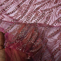 Tecido Tule Boreal com Glitter e Pedrarias Pink - loja online