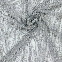 Tecido Tule Boreal com Glitter e Pedrarias Prata - comprar online
