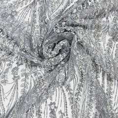 Tecido Tule Boreal com Glitter e Pedrarias Prata na internet
