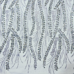 Tecido Tule Boreal com Glitter e Pedrarias Azul Royal