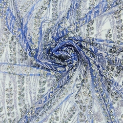 Tecido Tule Boreal com Glitter e Pedrarias Azul Royal - Tecidos Baratos - Compre e receba em casa.