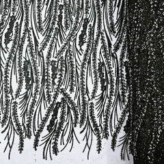 Tecido Tule Boreal com Glitter e Pedrarias Preto - loja online