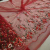 Tecido Tule Vermelho Bordado no Barrado com Flores - comprar online