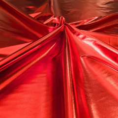 Tecido Couro Sintético Metalizado Vermelho