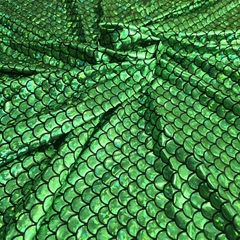 Tecido Malha Holográfica Sereia/Escamas Verde