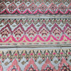 Tecido Tule Bordado com Paetê Étnico Bronze e Pink - comprar online