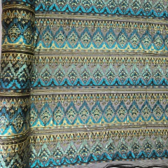 Tecido Tule Bordado com Paetê Étnico Turquesa e Dourado na internet