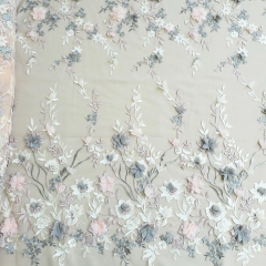 Tecido Tule Bordado 3D Floral Rose - comprar online