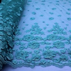 Tule Bordado com Flores e Pedraria Diversas Cores
