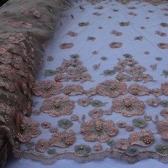 Tule Bordado com Flores e Pedraria Diversas Cores - loja online