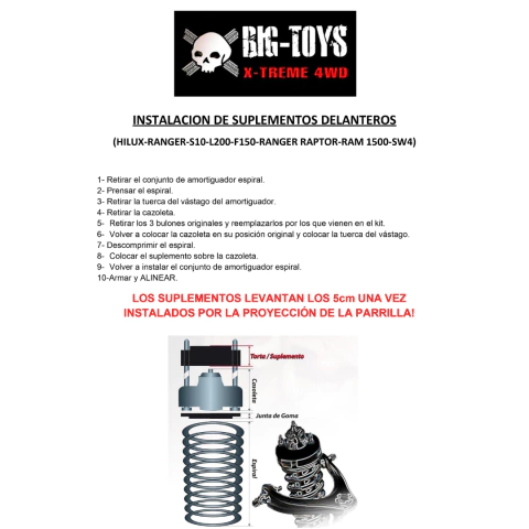 LIFT KIT DELANTERO HILUX/SW4/RANGER/F150 RAPTOR-LARIAT/RAPTOR/S10/L200/RAM 1500-2500 - comprar online