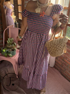 Vestido · Volato · Fucsias y turquesa - comprar online