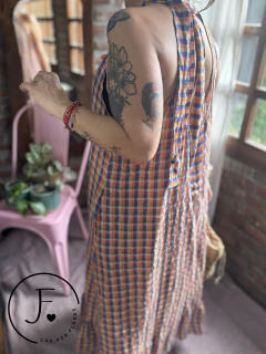 Vestido · Halter · Naranja, Azul, natural - comprar online