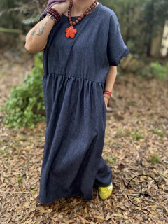 Vestido · Flora · oversize super amplio Largo Denim Camisero con bolsillos - Las Dos Floras ♡ 
