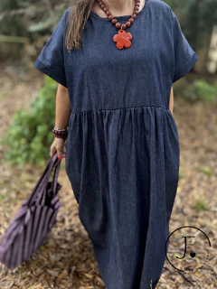 Vestido · Flora · oversize super amplio Largo Denim Camisero con bolsillos en internet
