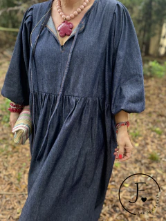 Vestido manga globo · Santanyí · Denim