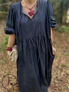 Vestido manga globo · Santanyí · Denim